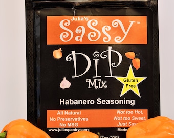 Julia's Pantry Habanero Pepper Dip Mix, Red Habaneros Powder Dip, All Natural, Gluten Free Dip, Hot Cheese Dip, Chip Dip
