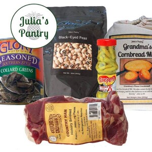 Meal Kit Soul Food Basics: Collard Greens, Ham Seasoning Pieces, Black Eyed Peas, Cornbread, Best Comfort Food
