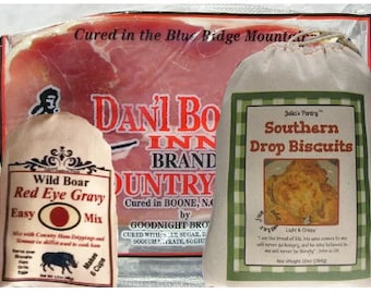 NC Country Ham, 8oz pkg, Easy Drop Biscuits and Red Eye Gravy Mix,  Southern Breakfast, Best Food Gift
