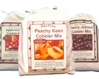 Southern Fruit Cobbler Mix Gift Trio, Simple and Quick Desserts, Peach Cobbler, Cherry Cobbler, Apple Cobbler