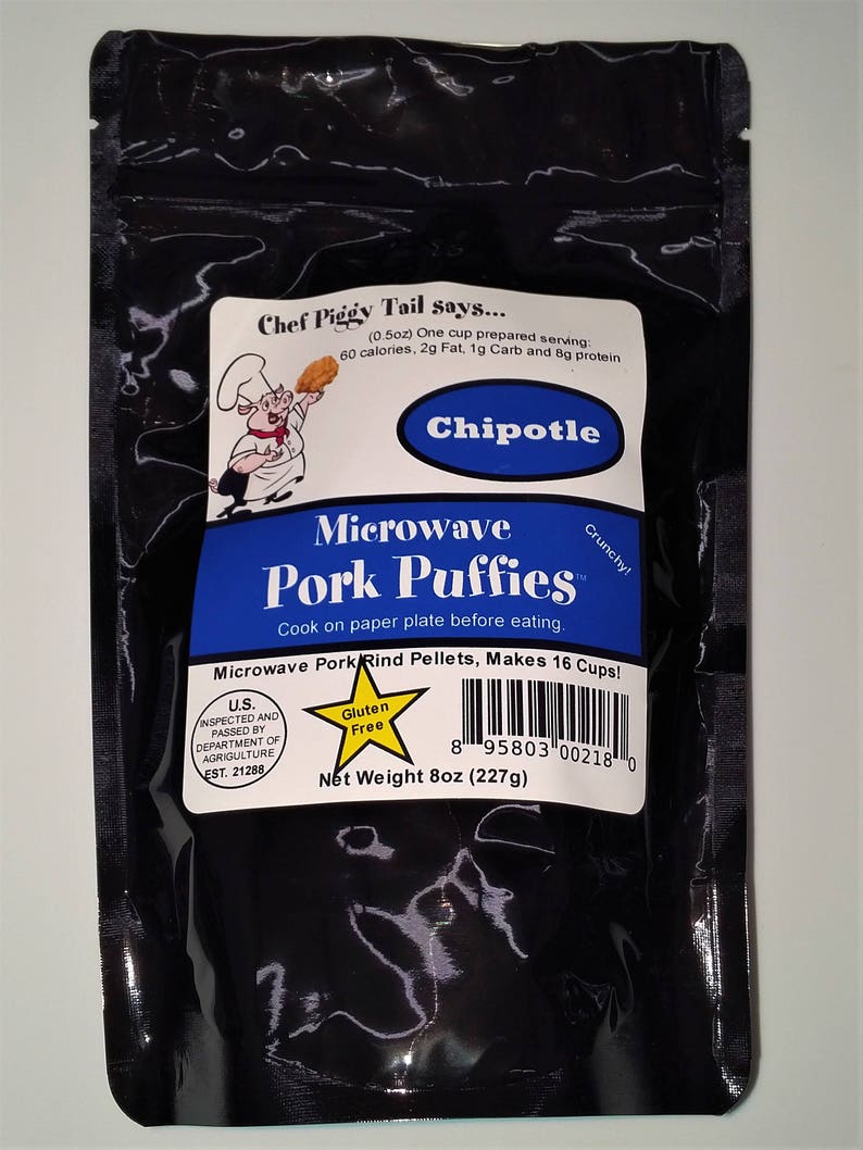 Microwave Pork Rinds 8oz, Chipotle, Pork Chips, Puffed Pork Rinds, Crunchy Snack, Best Snack Food image 1