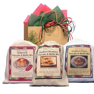 Pancake Lovers Gift Trio, Scratch Made Buttermilk, Blueberry and Pecan Pancake Mixes, Easy Pancake Breakfast