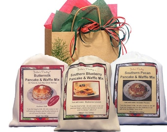 Pancake Lovers Gift Trio, Scratch Made Buttermilk, Blueberry and Pecan Pancake Mixes, Easy Pancake Breakfast