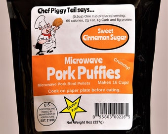 Microwave Pork Rinds, 8oz Cinnamon Sugar, Pork Churros