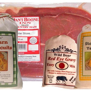 Country Breakfast Food Gift, Country Ham, Drop Biscuits, Grits and Red Eye Gravy, Meal Kit, Best Food Gift