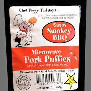 Smokey BBQ Microwave Pork Rinds 2oz Bag, Best Keto Snacks, Healthy Snack Option, Low Carb