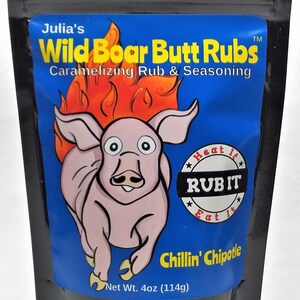 Wild Boar Dry Rub and Seasoning, Chipotle, 4oz Bag, Chicken Wings, Rib Rub, Pork Rub, Steak Seasoning