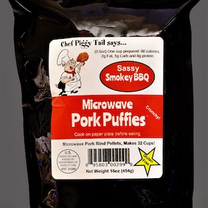Microwave BBQ Pork Rinds, 1# Bag, Best Pork Rinds, Pork Rinds Keto, Pork Rind Chips, Paleo Snack, Pork Skins