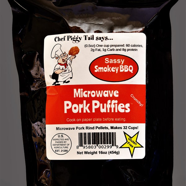 Microwave BBQ Pork Rinds, 1# Bag, Best Pork Rinds, Pork Rinds Keto, Pork Rind Chips, Paleo Snack, Pork Skins