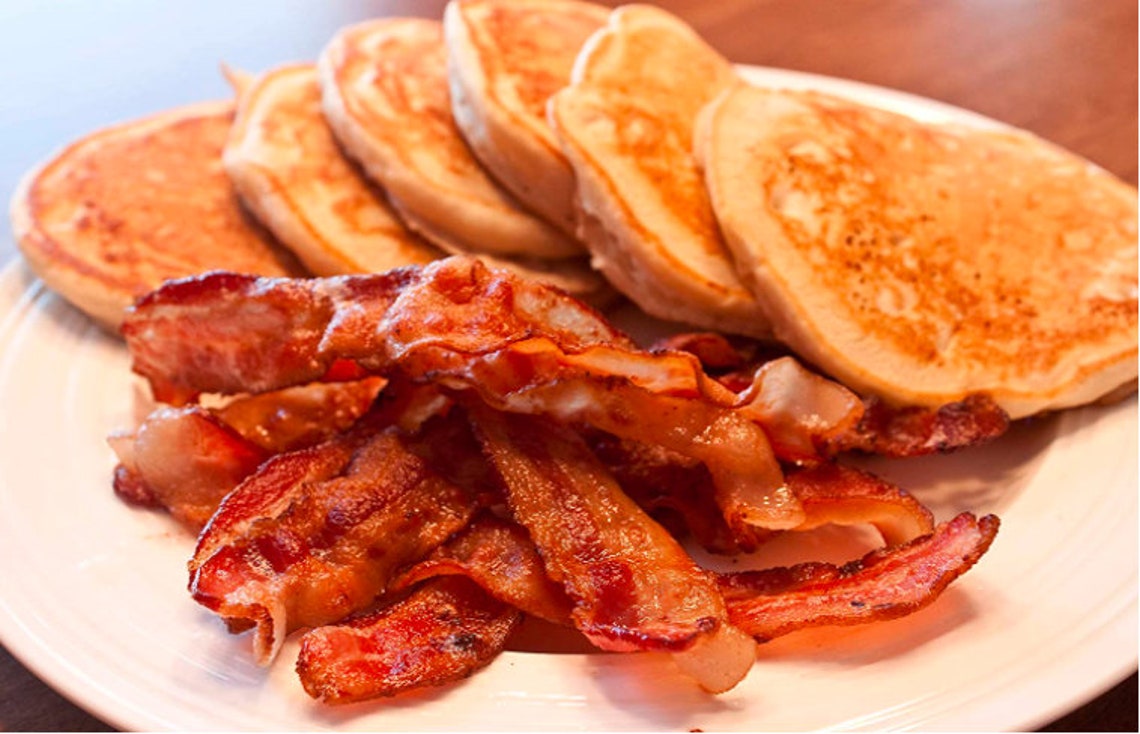 Applewood Slab Bacon with Biscuits and Pancakes Tasteful Food Etsy