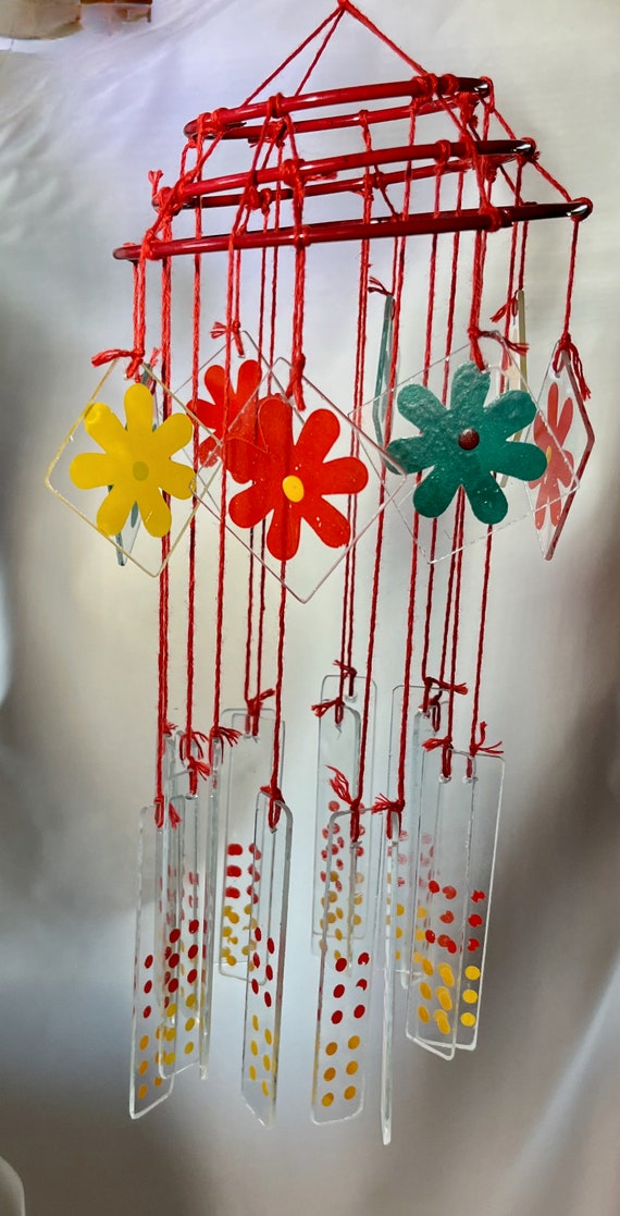 Vintage 1950's Japan Glass Wind Chimes 19 Hangers Of Hand, 60 OFF