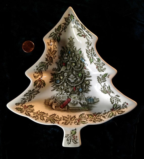 Vintage Johnson Bros. Merry Christmas Tree Dish Etsy