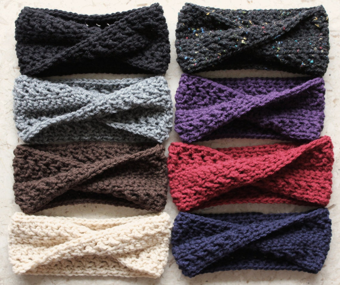 Crocheted Acrylic MOEBIUS HEADBAND / Earwarmer Choose Color | Etsy