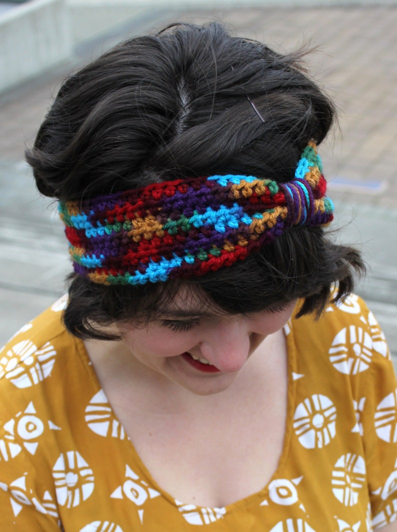 2 wide Gathered BOW Crocheted HEADBAND choose color Etsy