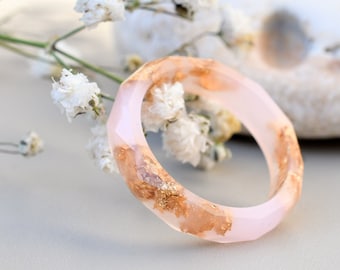 Cotton Candy Pink Ring with Gold Flakes - Promise Ring for Her - Dainty Gold Ring
