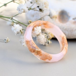 Cotton Candy Pink Ring with Gold Flakes Promise Ring for Her Dainty Gold Ring image 1