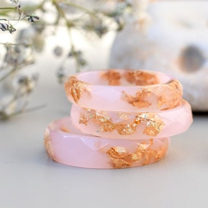 Cotton Candy Pink Ring with Gold Flakes Promise Ring for Her Dainty Gold Ring image 2