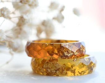 Faceted Autumn Resin Rings - Alternative Engagement Ring - Fall Color Rings - Autumn Jewelry