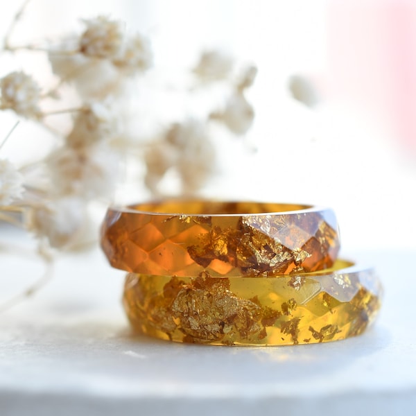 Faceted Autumn Resin Rings - Alternative Engagement Ring - Fall Color Rings - Autumn Jewelry
