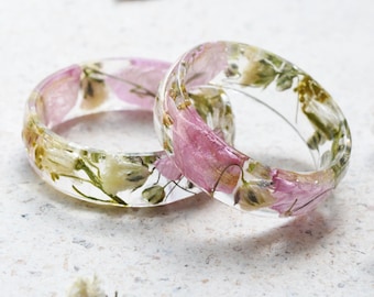 Anillo de resina personalizado con flores de boda: anillo de recuerdo con ramo de novia personalizado