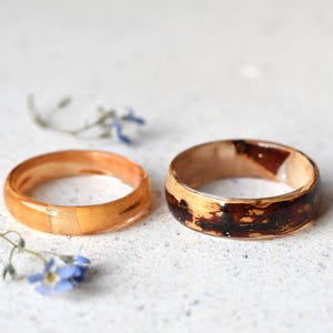 Birch Wood Resin Ring – Smooth 4mm or 6mm Band, Natural Wood Jewelry, Handmade Minimalist Ring, Earthy Botanical Resin Band