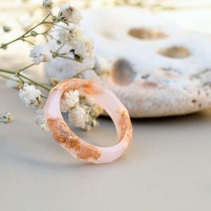 Cotton Candy Pink Ring with Gold Flakes Promise Ring for Her Dainty Gold Ring image 4