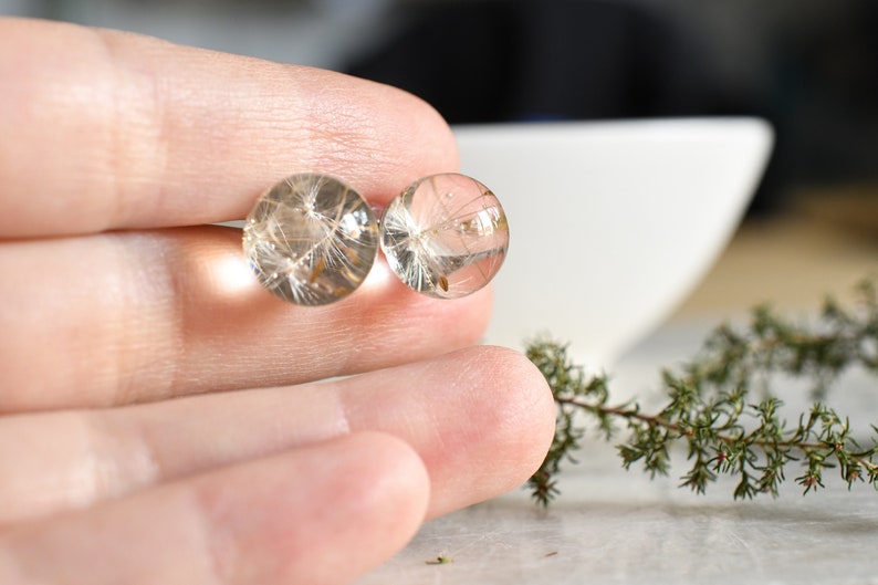 Make a Wish Stud Earrings Dandelion Resin Jewelry Dandelion Spheres Earrings image 5