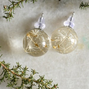 Make a Wish Stud Earrings Dandelion Resin Jewelry Dandelion Spheres Earrings image 3