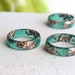 Jade Resin Ring With Rose Gold Leaf - Faceted Ring - Unconventional Stacking Ring - Resin Jewelry