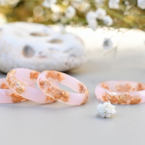 Cotton Candy Pink Ring with Gold Flakes Promise Ring for Her Dainty Gold Ring image 6