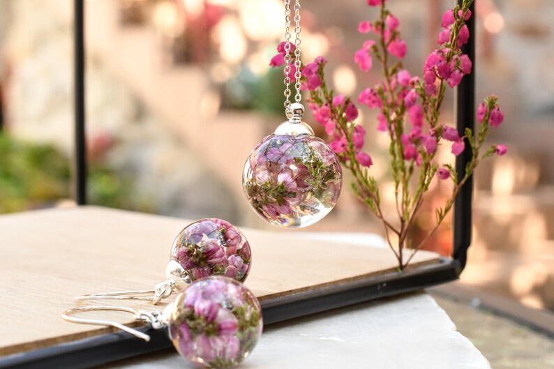 Irish Heather Jewelry Set Pink Heather Resin Jewelry Real Etsy