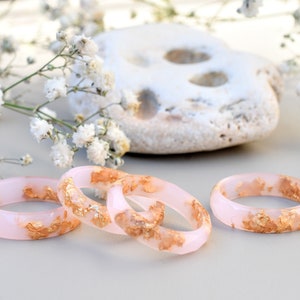 Cotton Candy Pink Ring with Gold Flakes Promise Ring for Her Dainty Gold Ring image 9