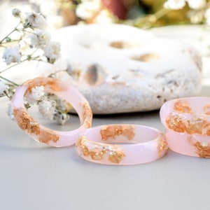 Cotton Candy Pink Ring with Gold Flakes Promise Ring for Her Dainty Gold Ring image 5