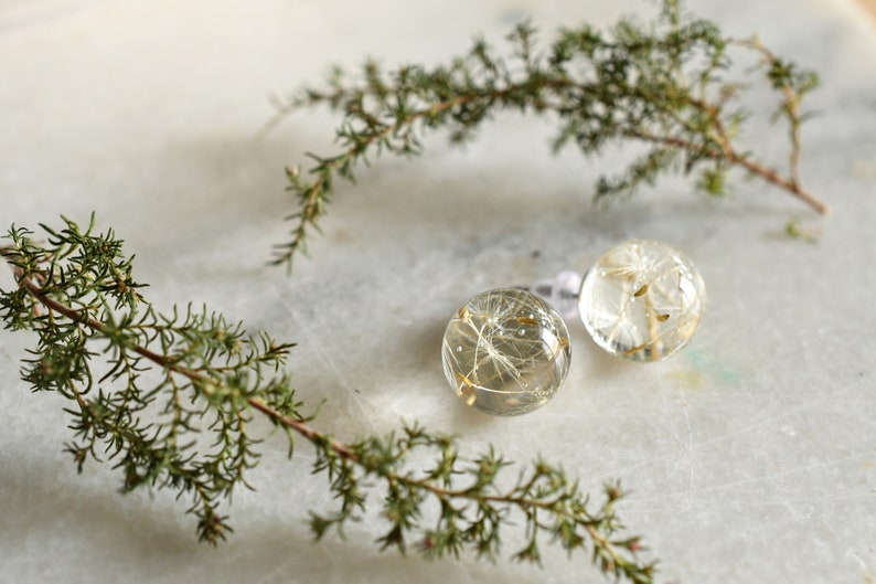 Make a Wish Stud Earrings Dandelion Resin Jewelry Dandelion Spheres Earrings image 7