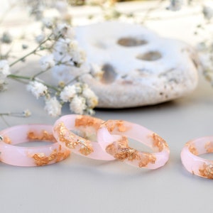 Cotton Candy Pink Ring with Gold Flakes Promise Ring for Her Dainty Gold Ring image 8