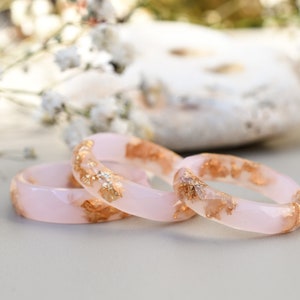 Cotton Candy Pink Ring with Gold Flakes Promise Ring for Her Dainty Gold Ring image 3