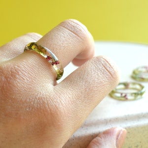 Real Dried Moss and Heather Flower Resin Ring Purity Ring for Her Pressed Flower Jewelry image 2