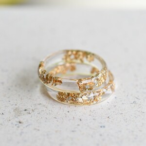 Gold Leaf Resin Ring: Handmade Transparent Band, Promise Ring image 6