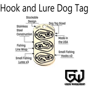 Hook and Lure Fishing Necklace Dog Tag