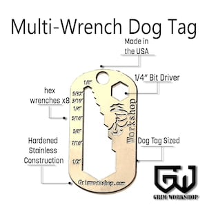 EDC Bit Driver and Multi Wrench Necklace Dog Tag