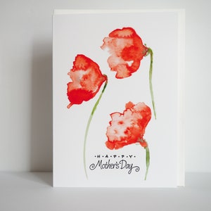 Mothers Day Card With Poppies - Mother's Day Card for Wife - Red Poppy ...