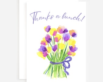 Thank You card with floral illustration - Thanks a bunch note card