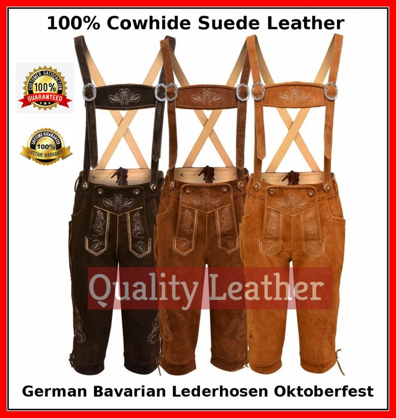 Oktoberfest GERMAN Bavarian LEDERHOSEN with Matching Suspender Synthetic Leather