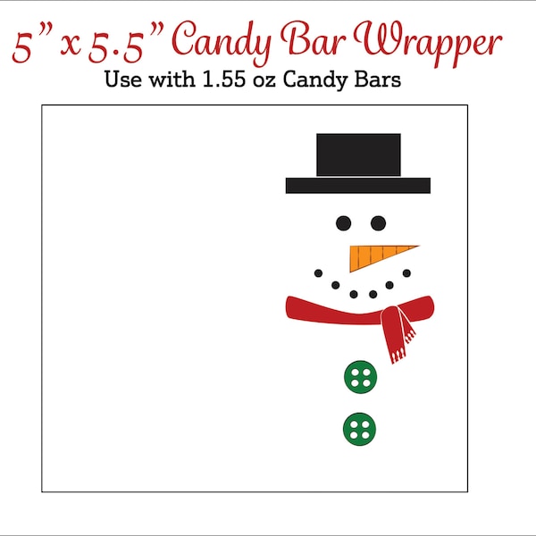 Snowman Candy Bar Wrappers - Printable Snowmen Candy Wrappers - Christmas Candy Bar Wrappers - 2 Per Page - DIGITAL DOWNLOAD