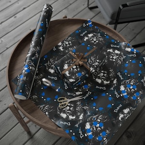 Detroit Skyline Wrapping Paper: Blue Hat Design, Matte or Glossy - Football, Lion, Sports