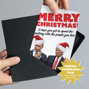 Kerstkaart Donald Trump en Vladimir Poetin - afdrukbare kaart 5 x 7 verkiezing en Amerika