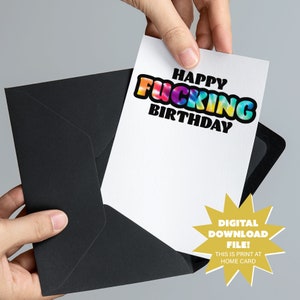 Alles Gute zum Geburtstag, Geburtstagskarte - 5 x 7 druckbare Fluchen, Batik, lustig, unangemessen, Karte für Erwachsene - DIGITALER DOWNLOAD