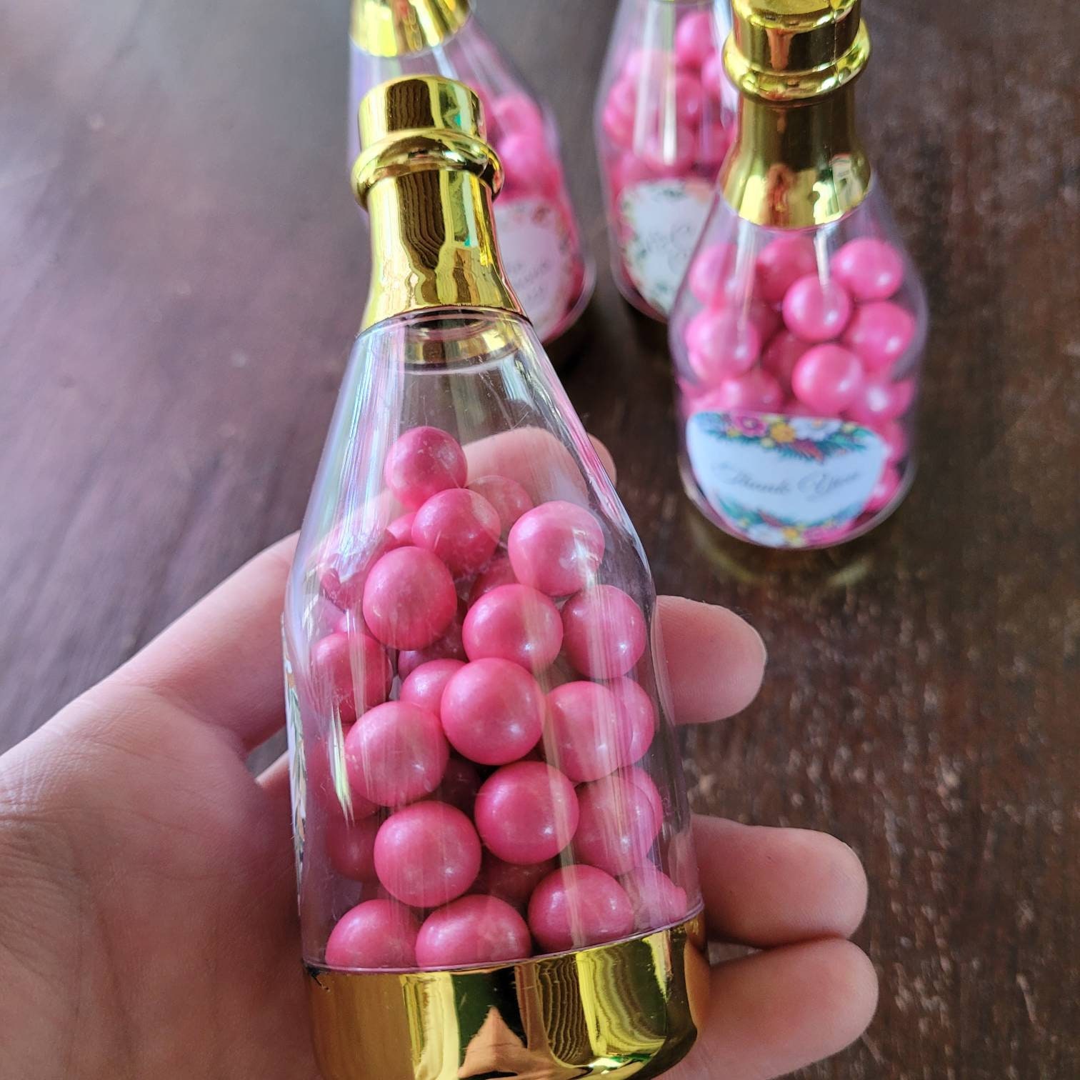 20 Mini Bouteilles Champagne En Plastique – Pour Bonbons, Mariage, Anniversaire – Doré – 11,5x4x4 Cm