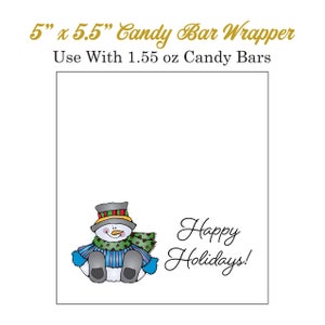 Snowman Happy Holidays Candy Bar Wrappers - Printable Snowmen Candy Wrappers - Christmas Candy Bar Wrappers - 2 Per Page - DIGITAL DOWNLOAD