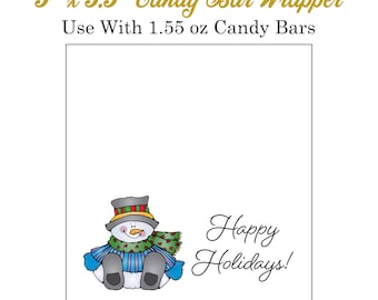 Snowman Happy Holidays Candy Bar Wrappers (Digital Download)